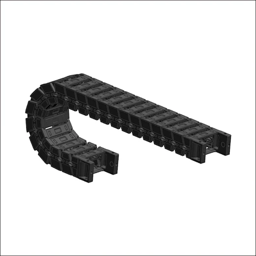 Rugged crane cable carrier ensuring safe cable operation at height.